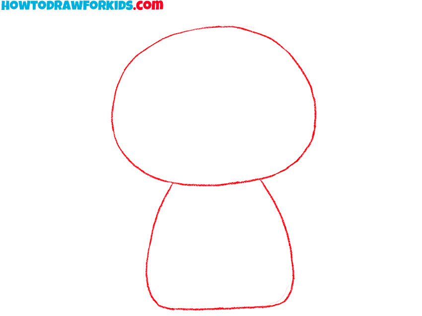 Sketch the Sanrio character’s head and torso.