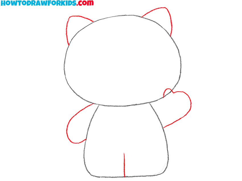 Sketch the cat ears and arms