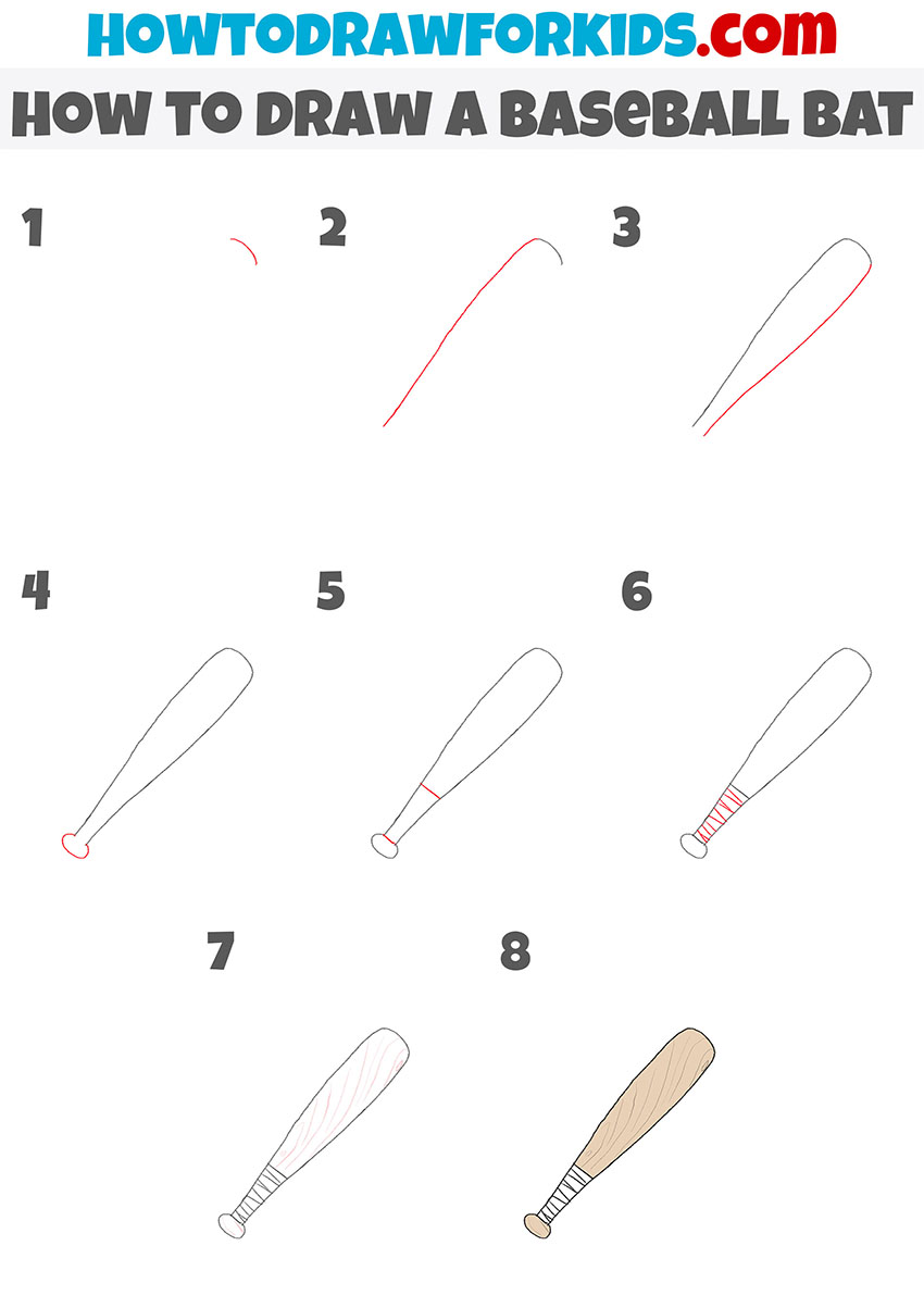 how to draw a baseball bat step by step