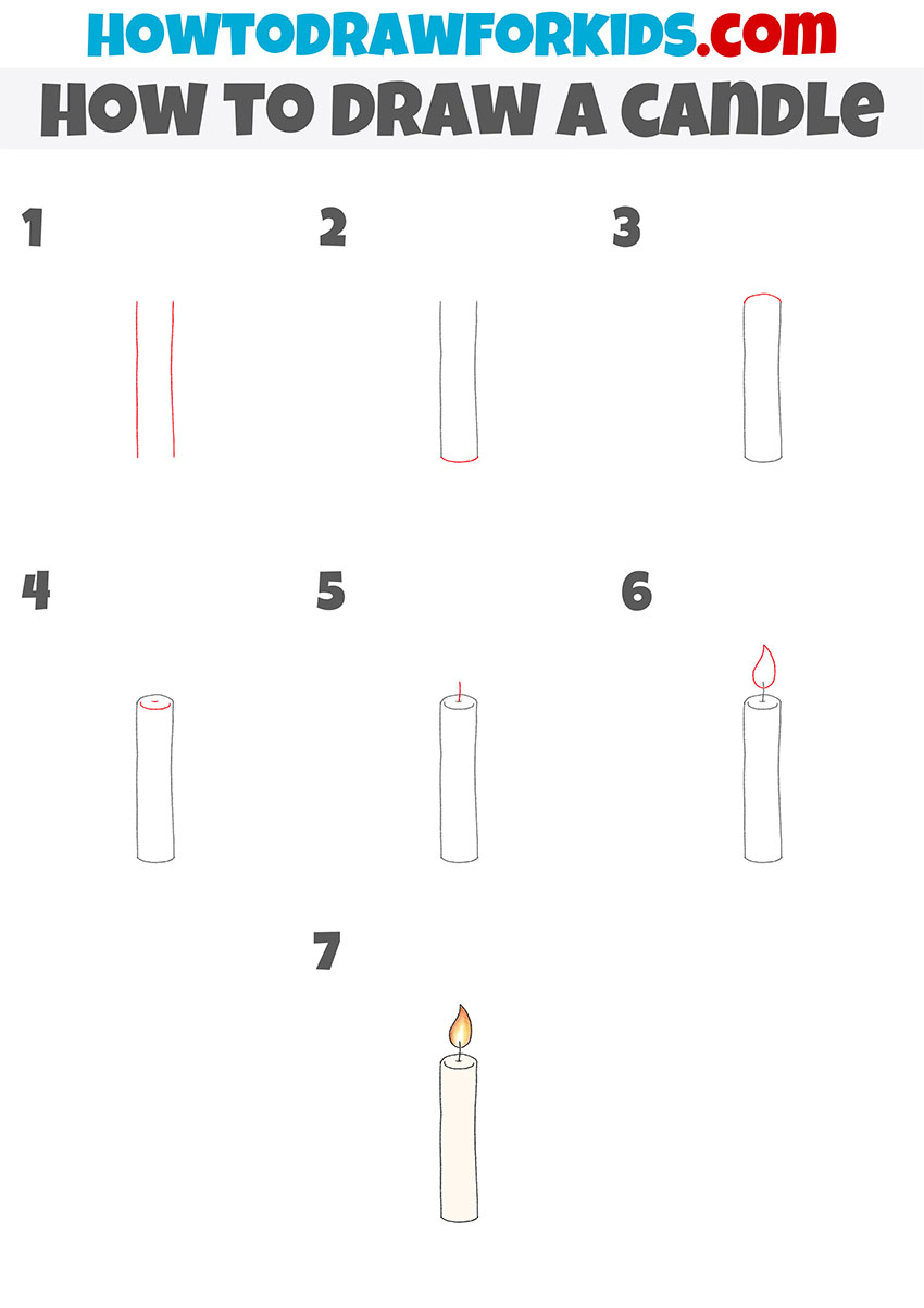 how to draw a candle step by step