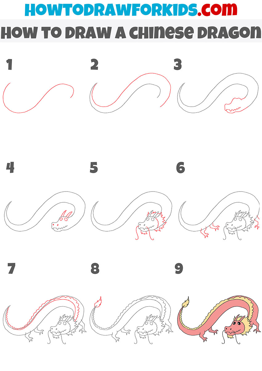 how to draw a chinese dragon step by step