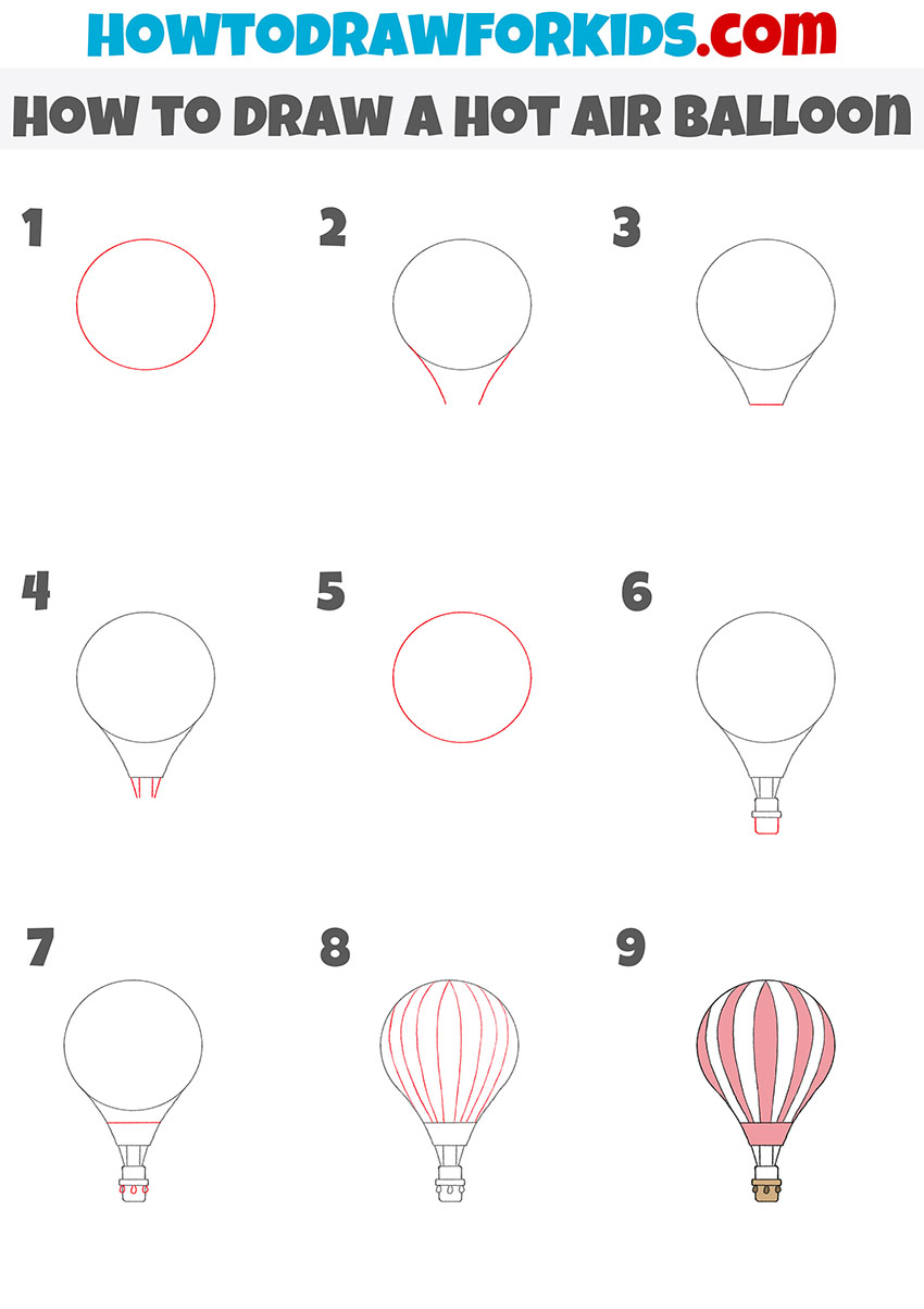 Hot Air Balloon Drawing|| Easy Drawing Step by Step|| Drawing|| Colouring||  Painting - YouTube