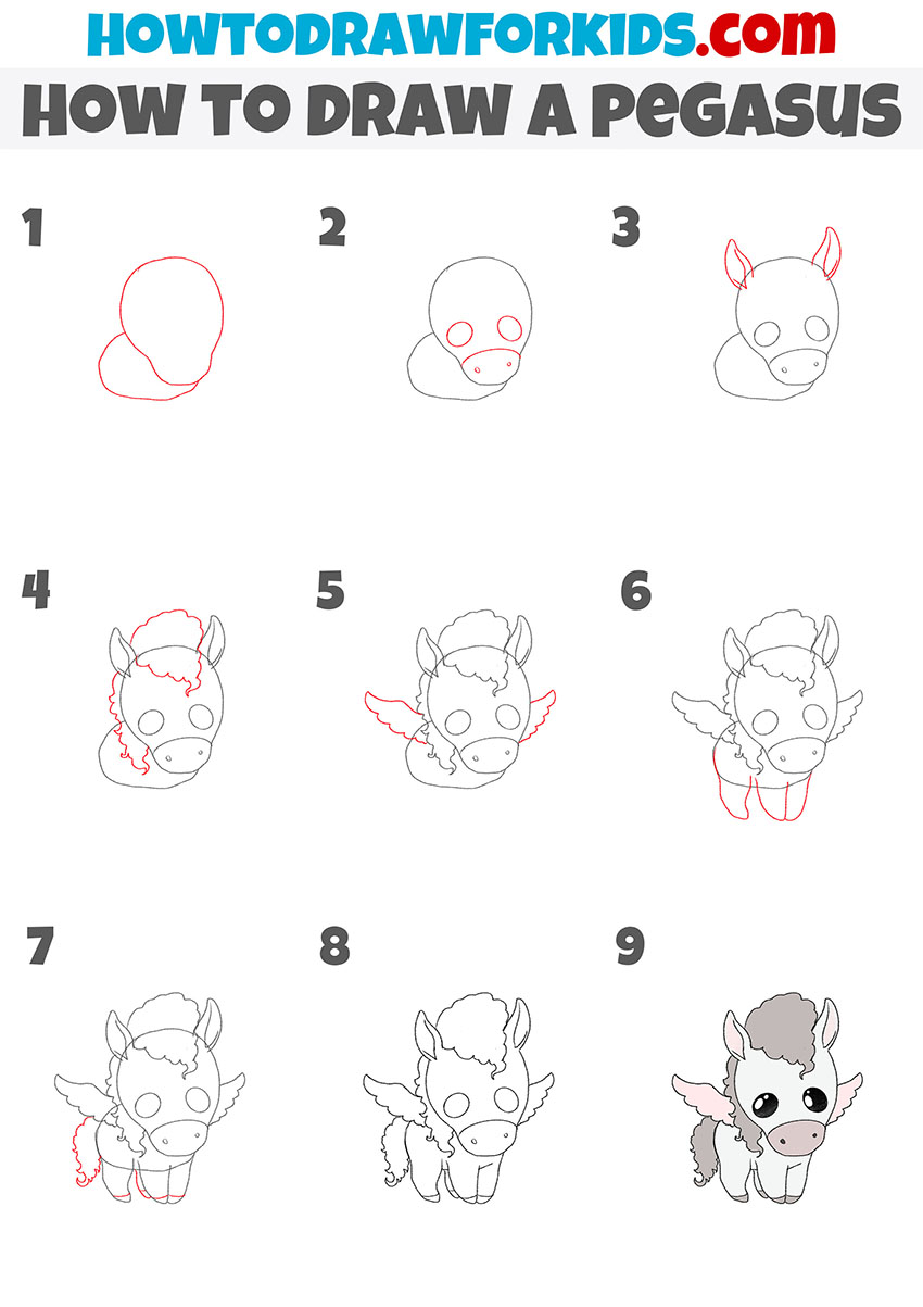 how to draw a pegasus step by step