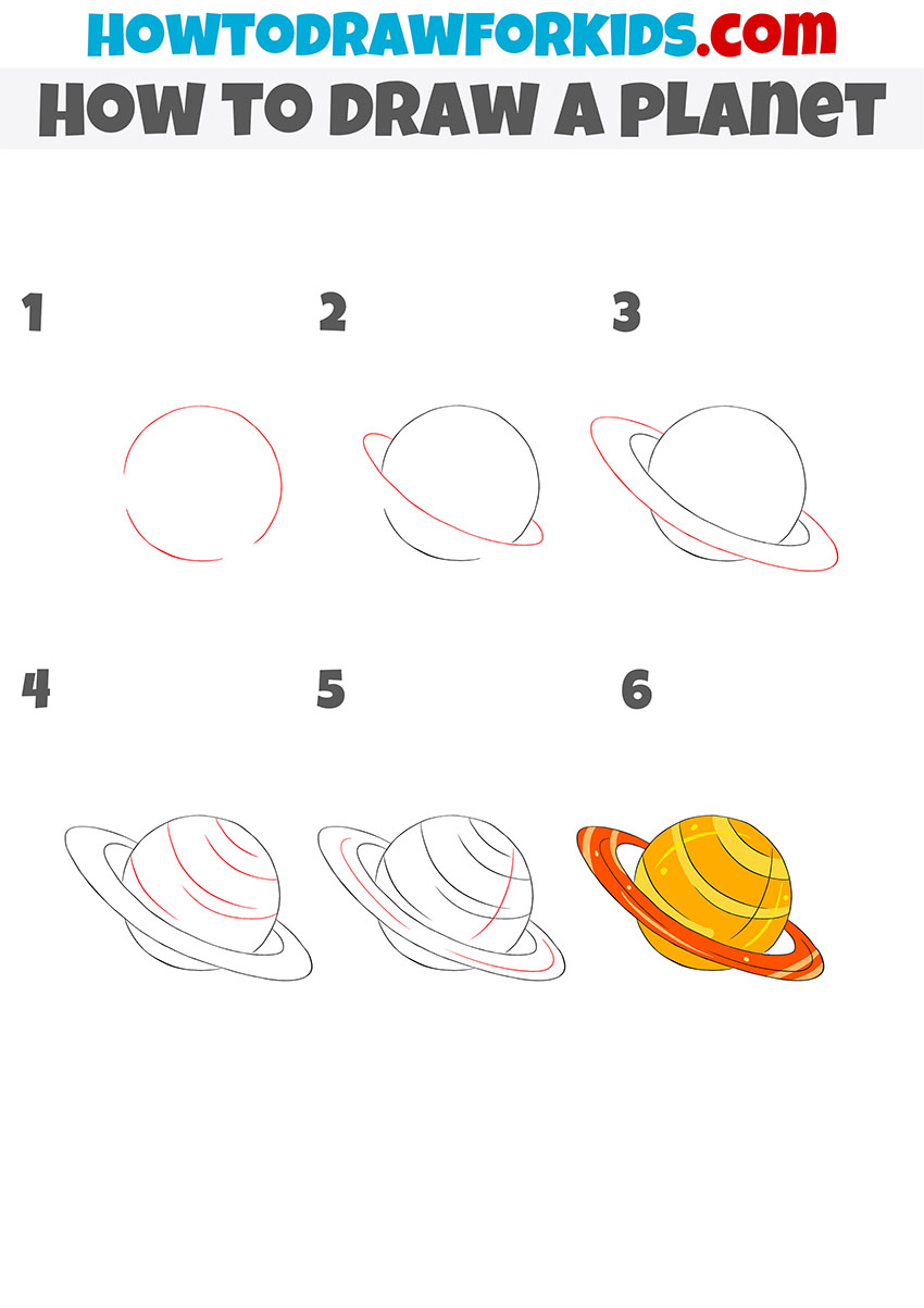 how to draw a planet step by step