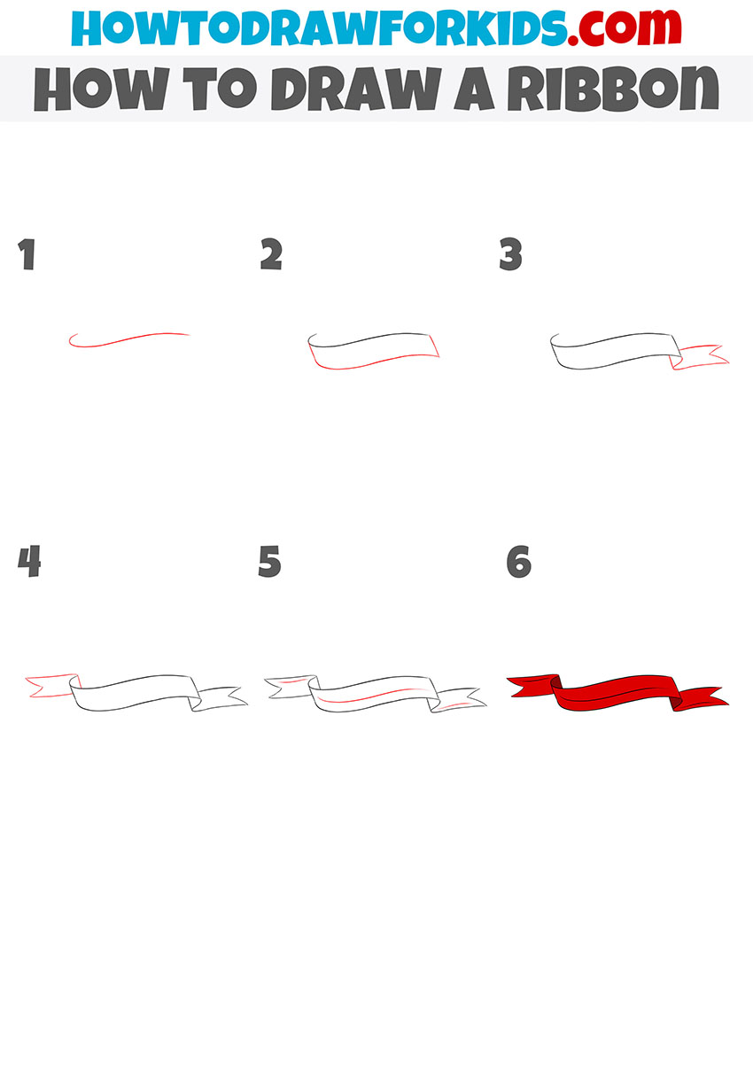 how to draw a ribbon step by step