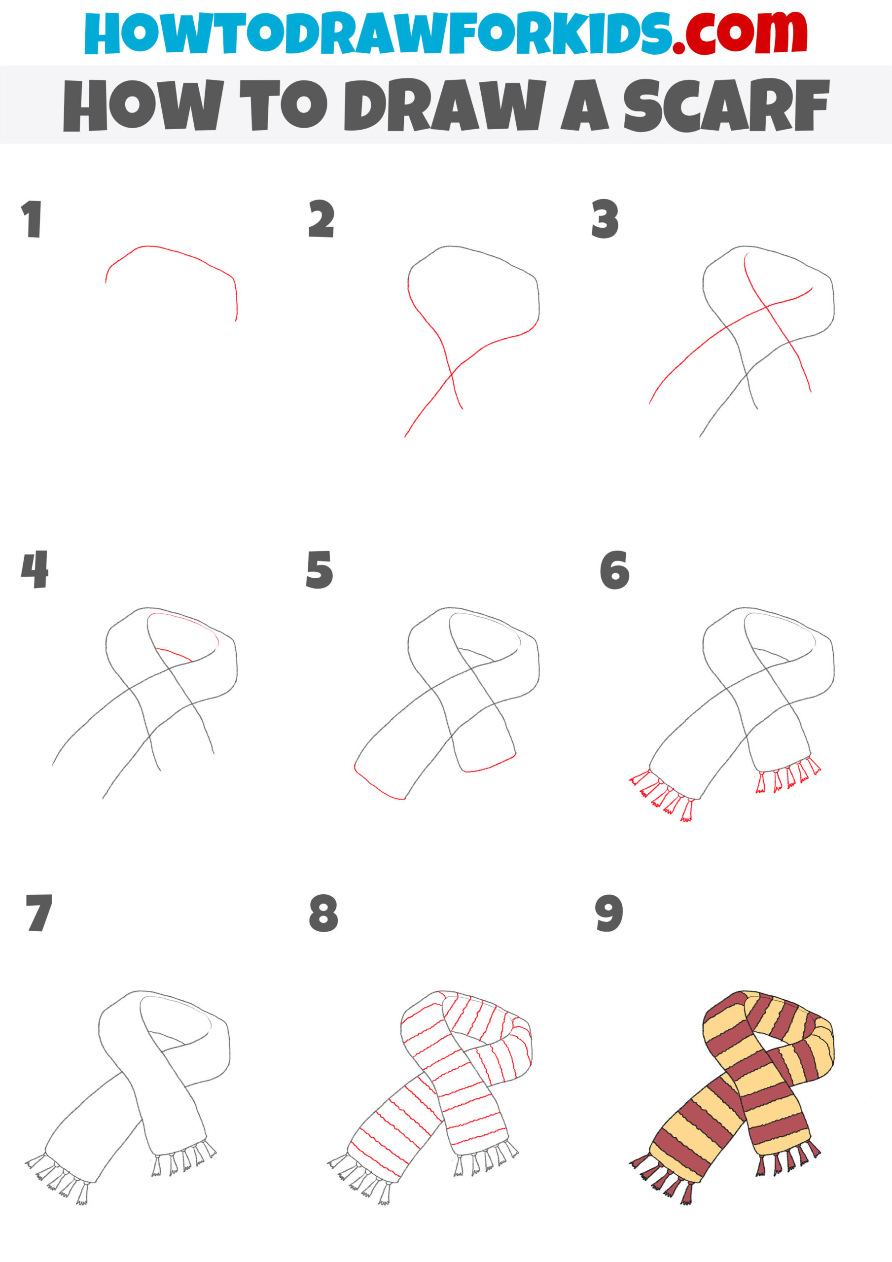 How to Draw a Scarf - Easy Drawing Tutorial For Kids