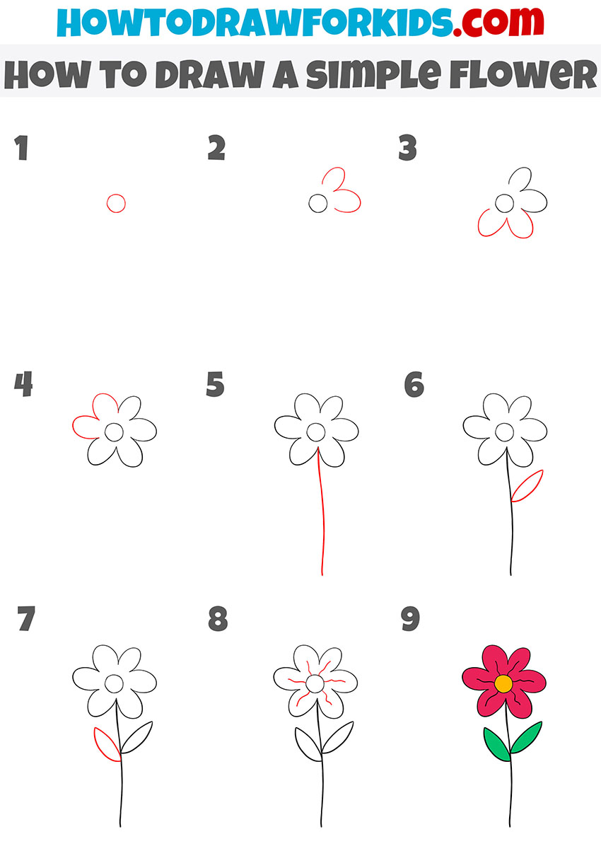 how to draw a simple flower step by step