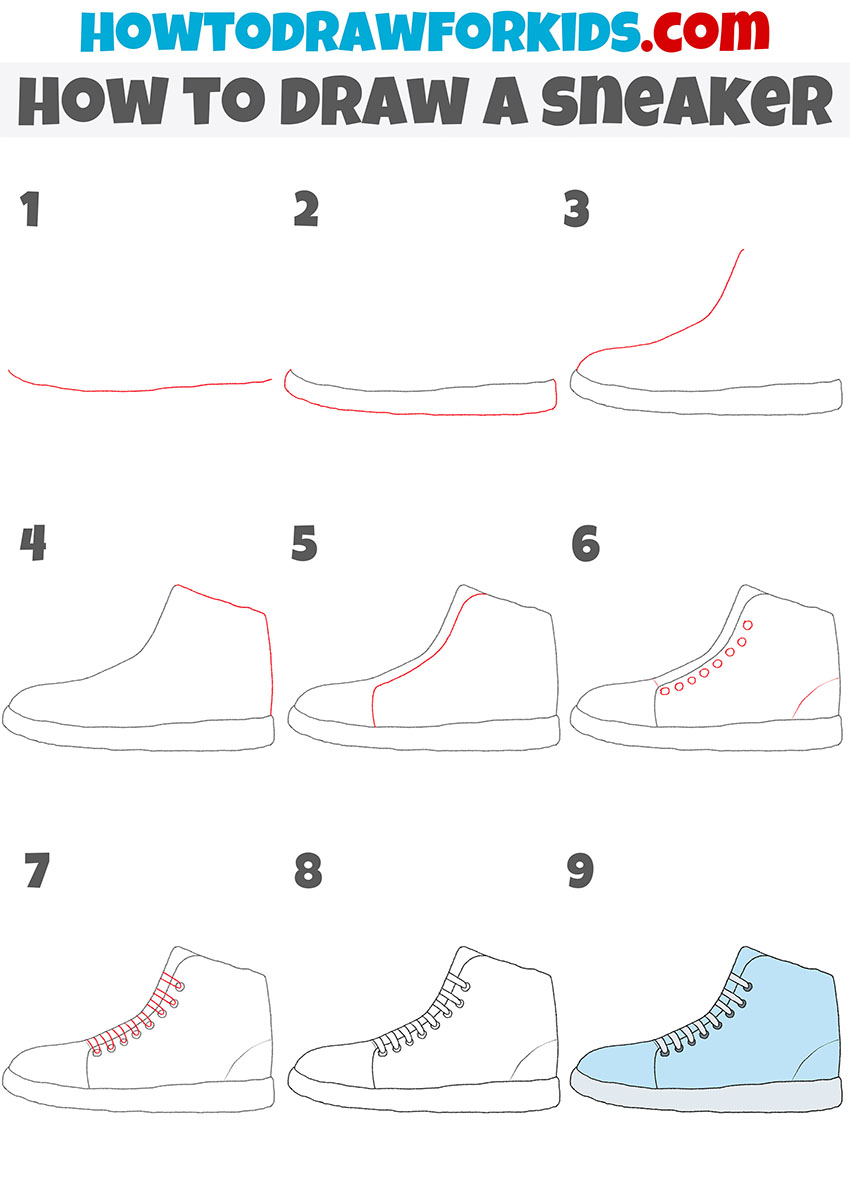 how to draw a sneaker step by step