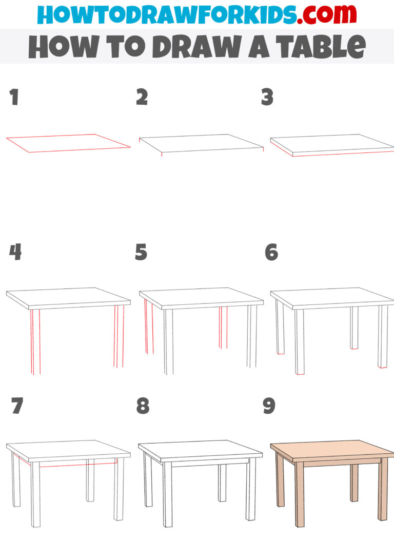 How to Draw a Table - Easy Drawing Tutorial For Kids