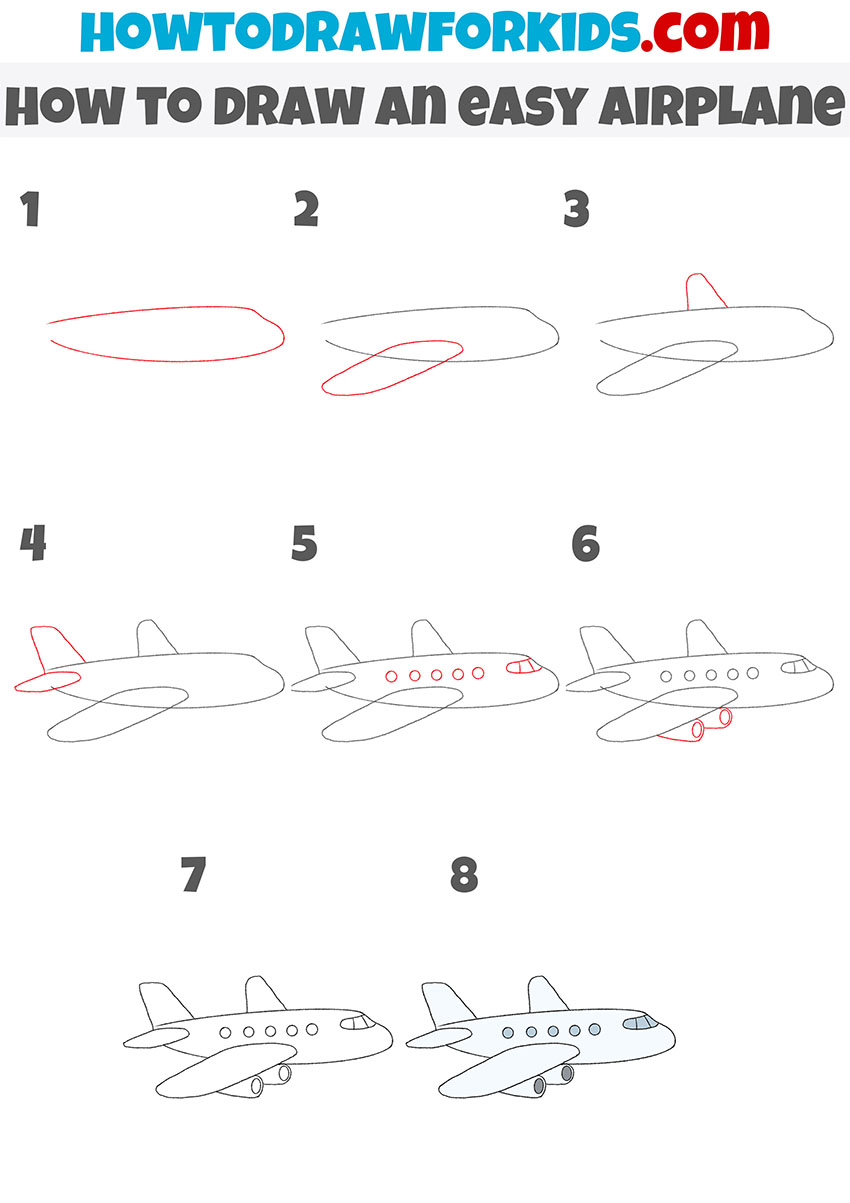 How to Draw an Easy Airplane - Easy Drawing Tutorial For Kids