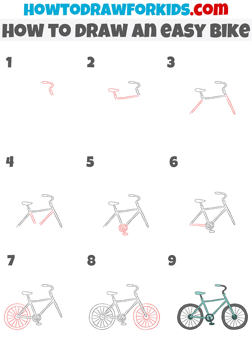 How to Draw an Easy Bike - Easy Drawing Tutorial For Kids