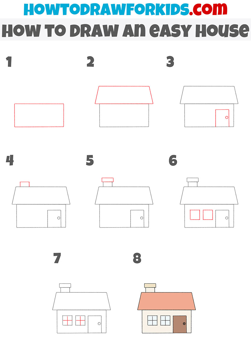 how to draw an easy house step by step