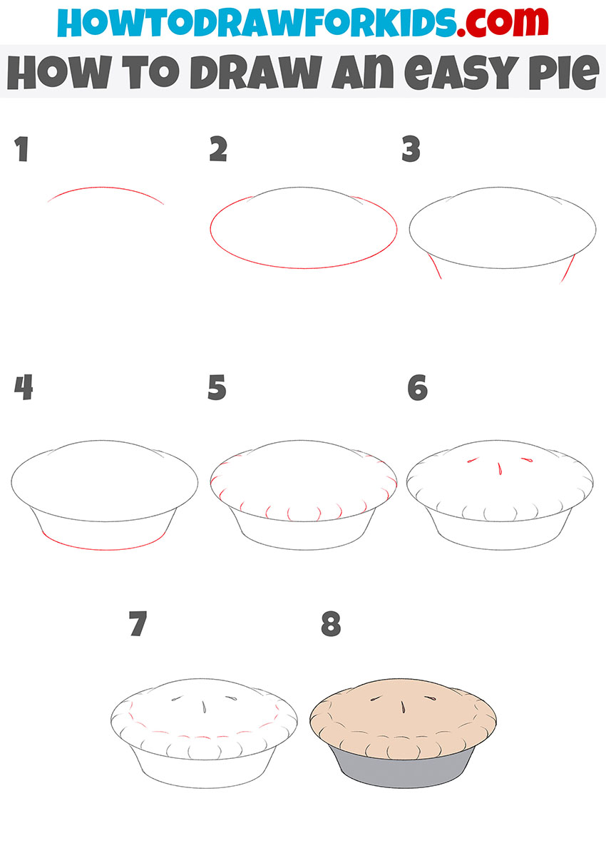 how to draw an easy pie step by step