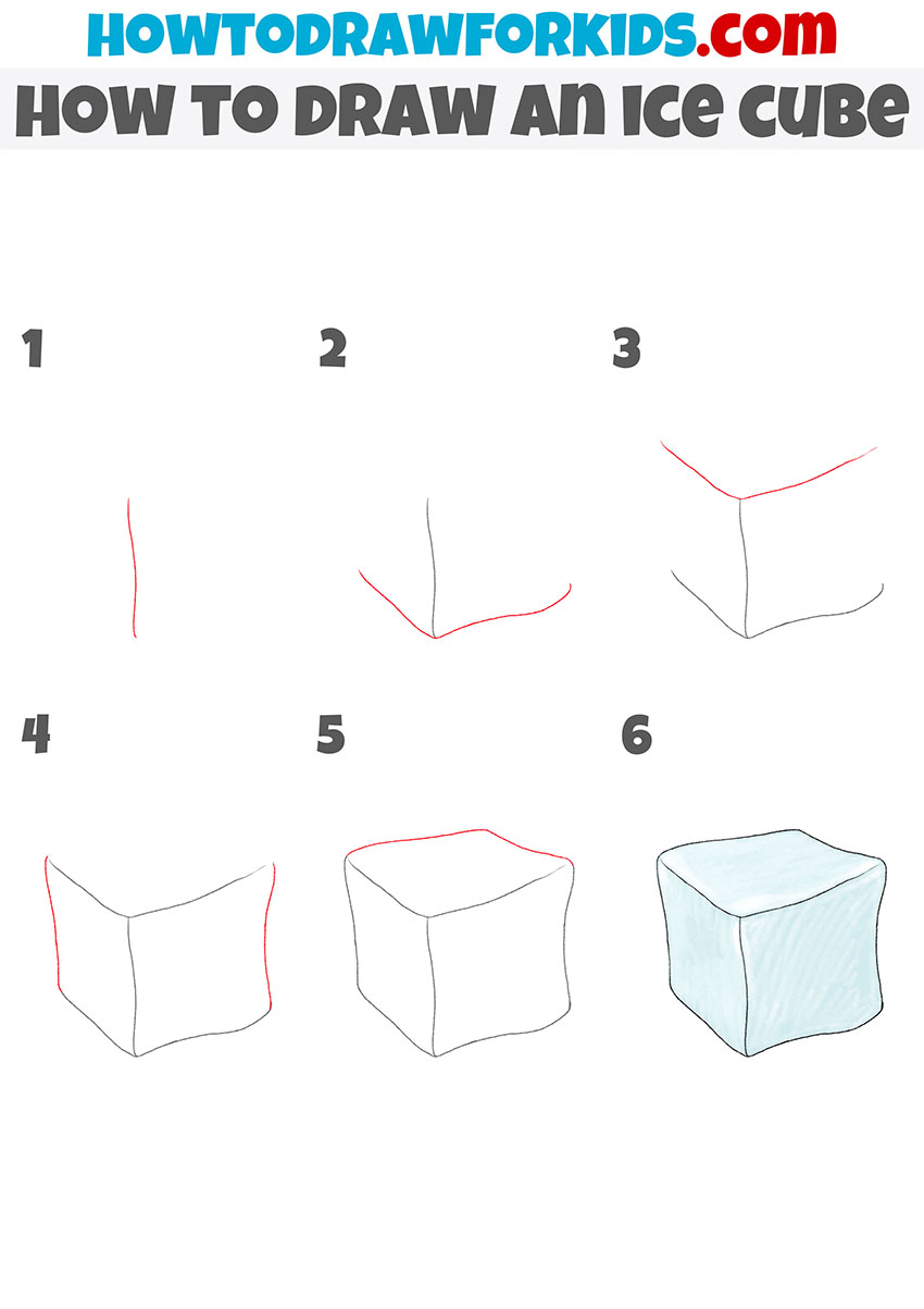 how to draw an ice cube step by step