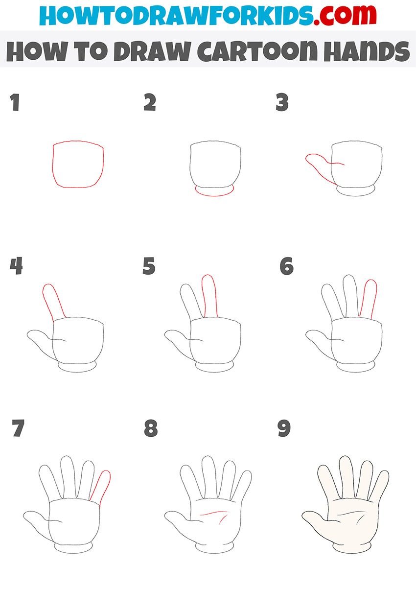 How to Draw Cartoon Hands - Easy Drawing Tutorial For Kids