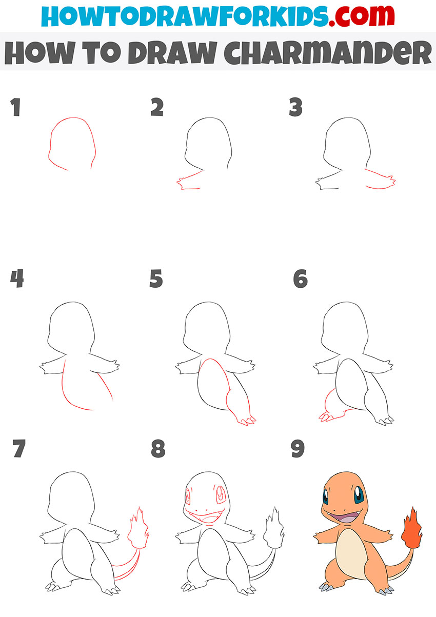 How to Draw Charmander Easy Drawing Tutorial For Kids