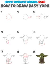 How to Draw Easy Yoda - Easy Drawing Tutorial For Kids