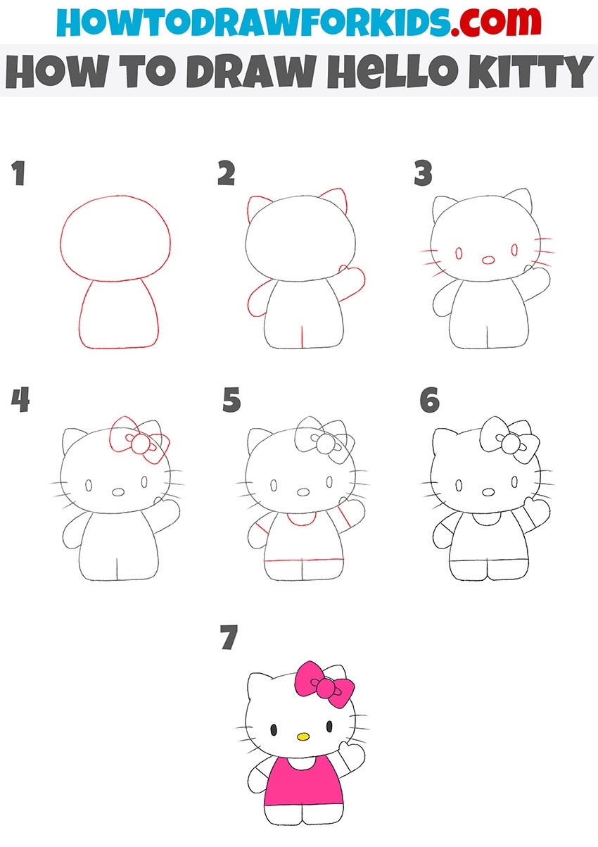 how to draw hello kitty step by step