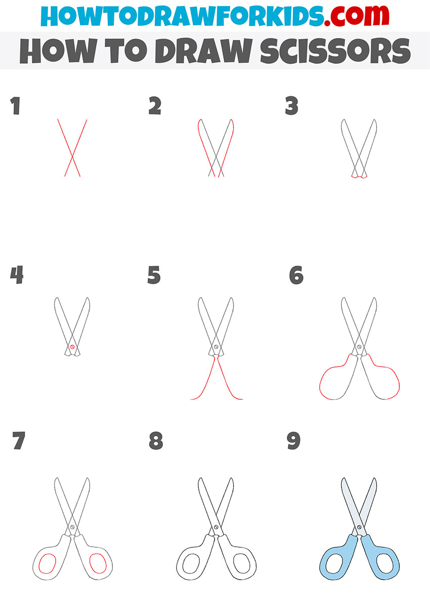 How To Draw Scissors Easy Drawing Tutorial For Kids   How To Draw Scissors Step By Step 