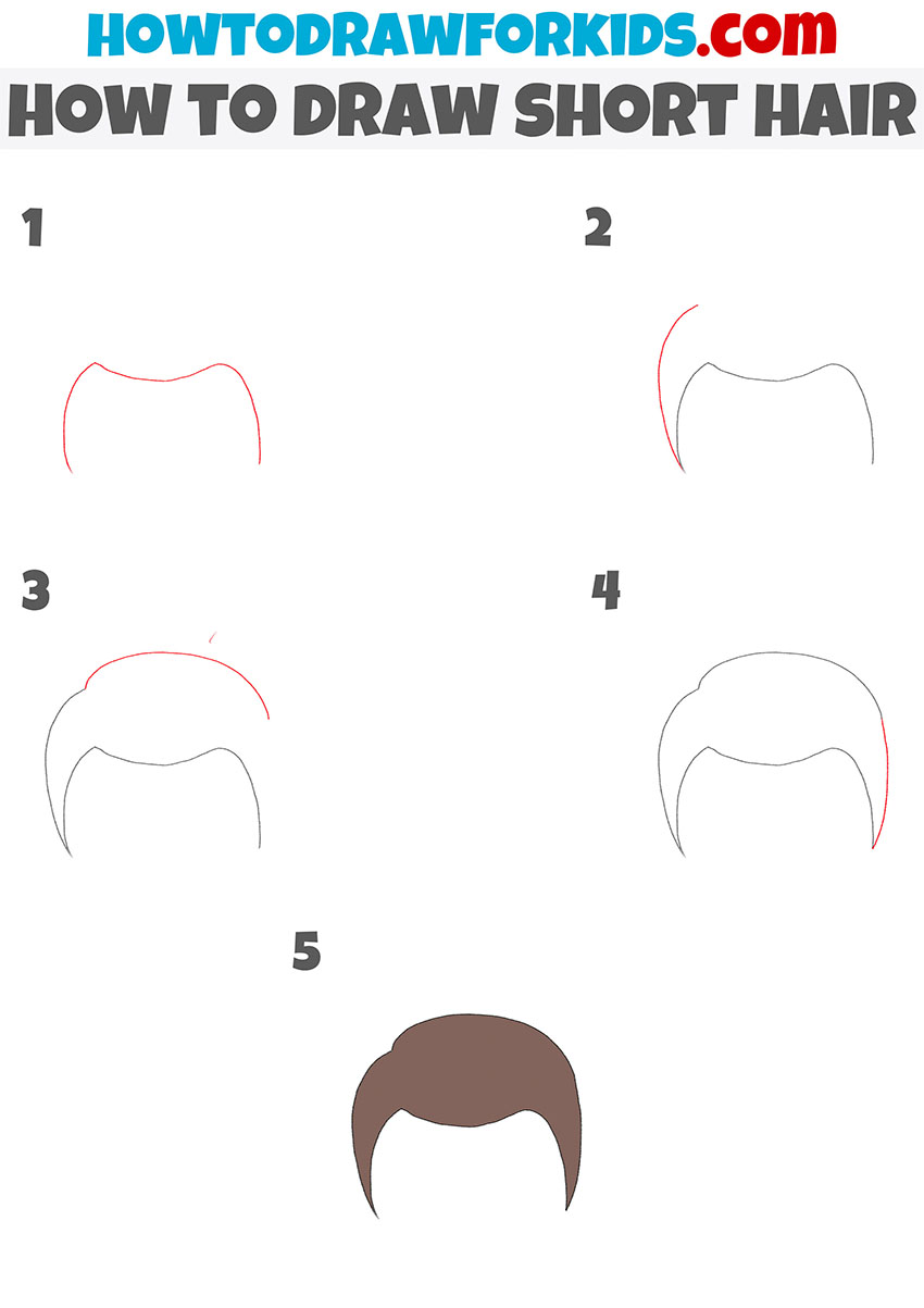 how to draw short hair step by step