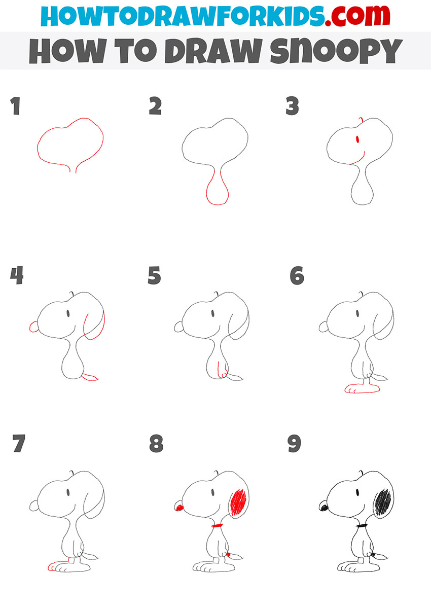 how to draw snoopy step by step