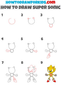 How to Draw Super Sonic - Easy Drawing Tutorial For Kids
