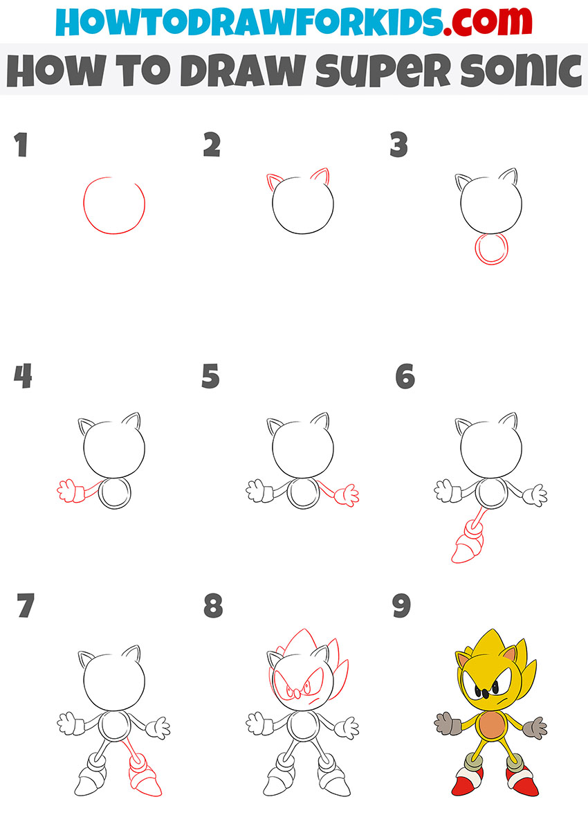 How To Draw Super Sonic Easy Drawing Tutorial For Kids