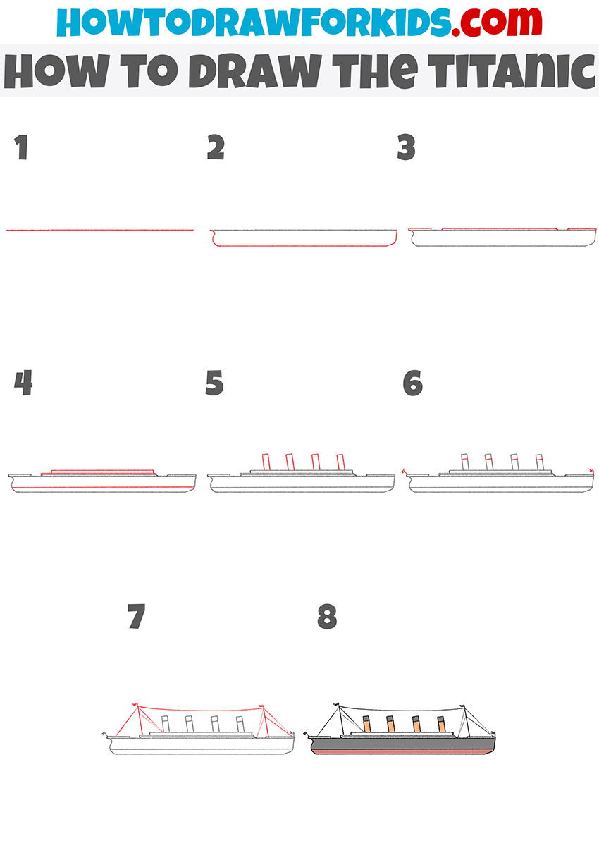 how to draw the titanic step by step