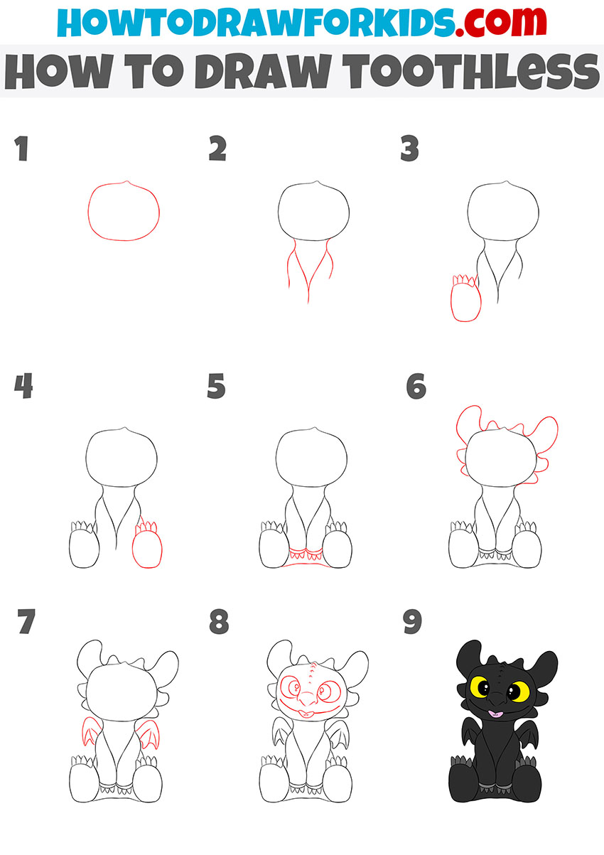 how to draw toothless step by step