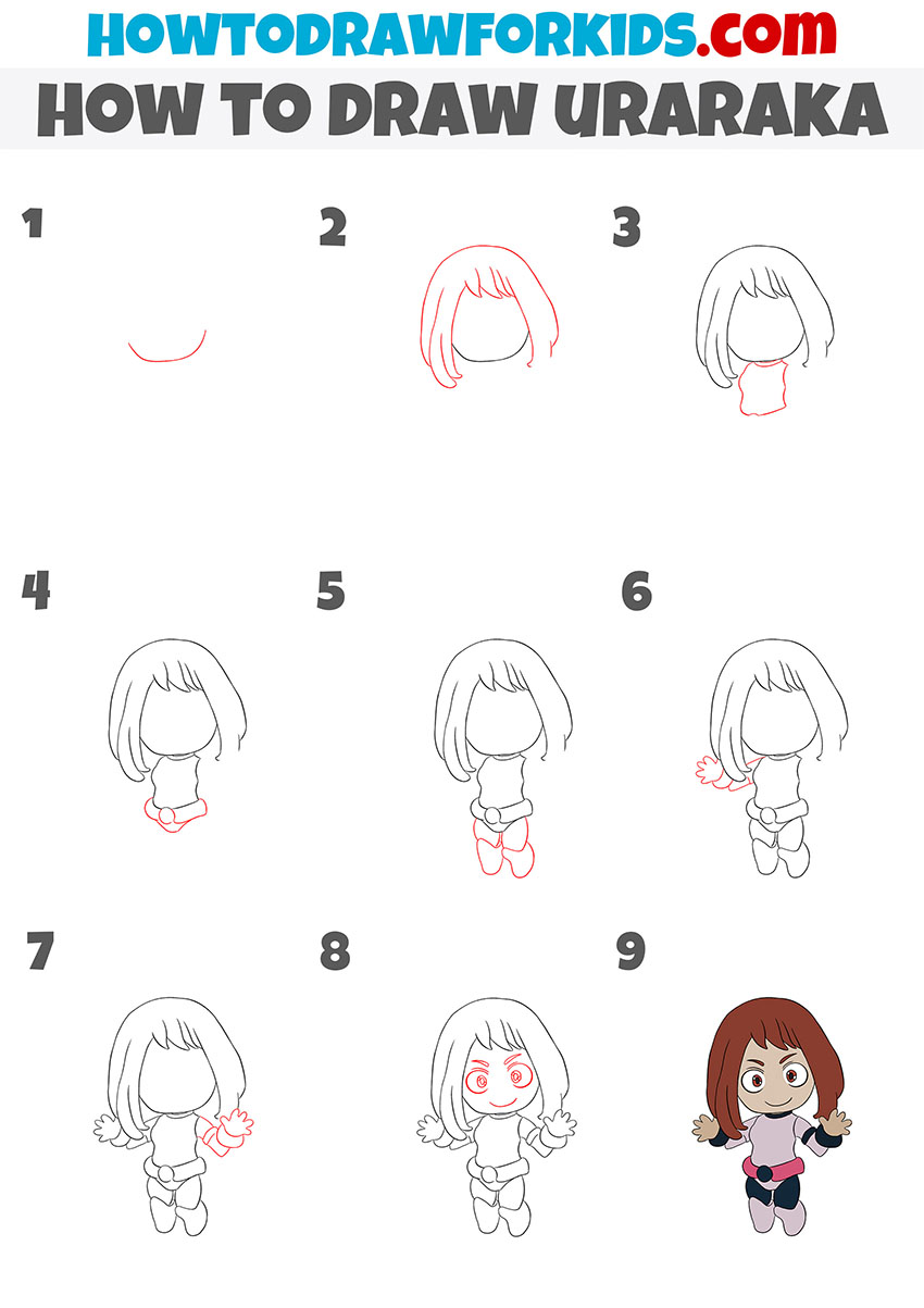 how to draw uraraka step by step