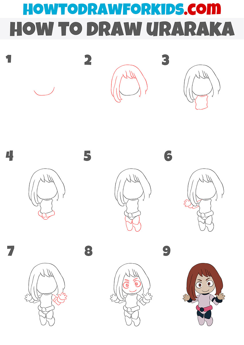 How to Draw Uraraka - Easy Drawing Tutorial For Kids