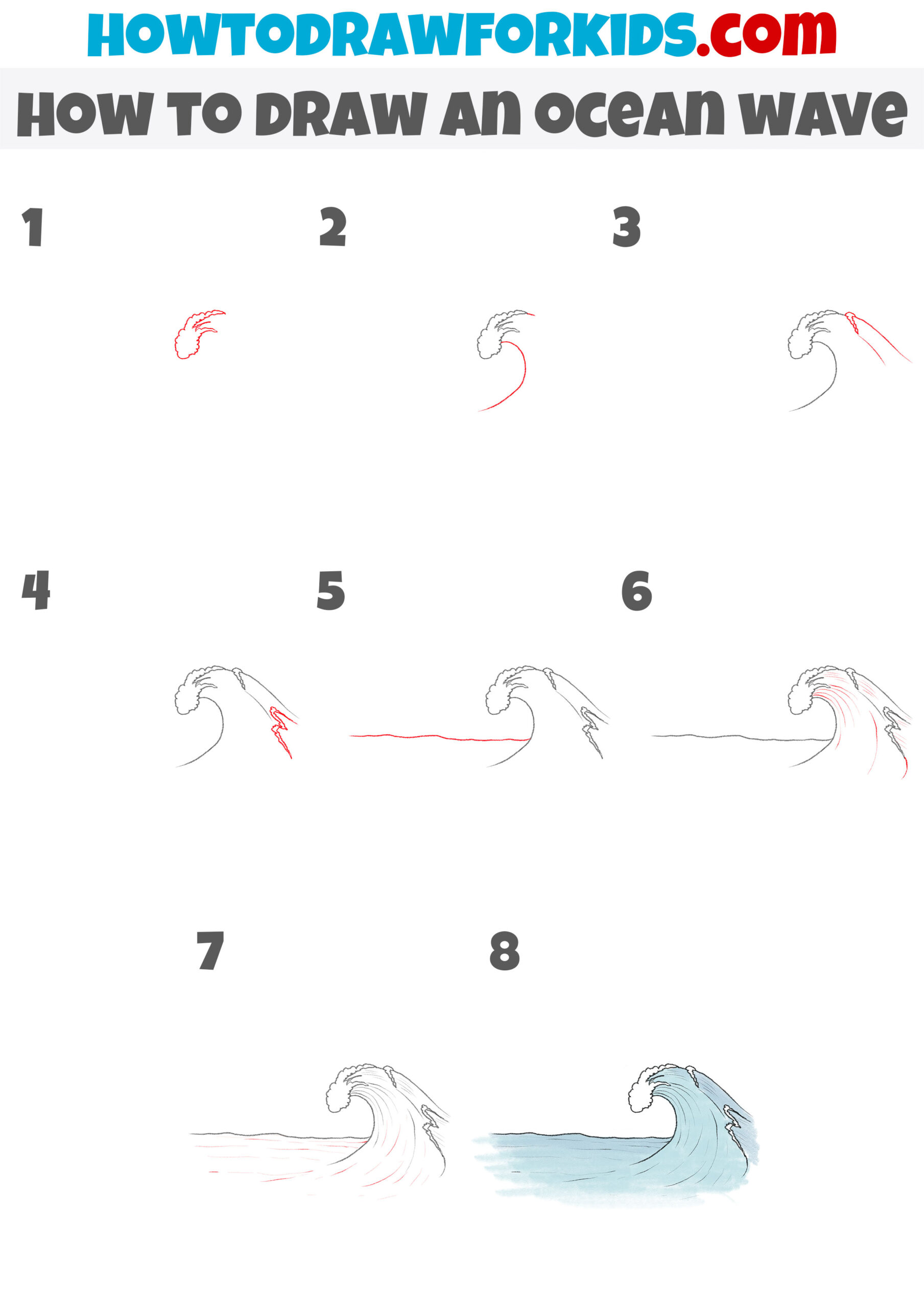 realistic ocean wave drawing tutorial