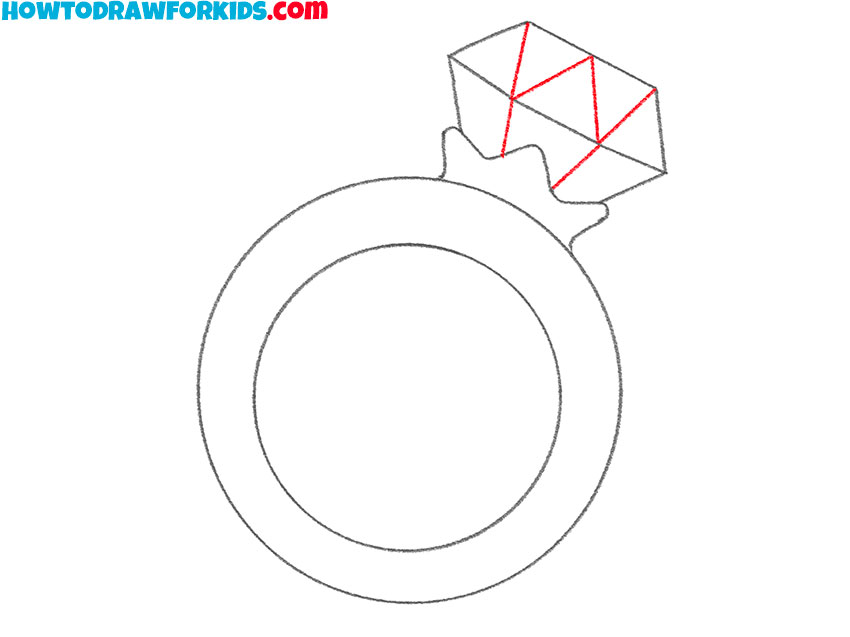 how to draw a simple diamond ring