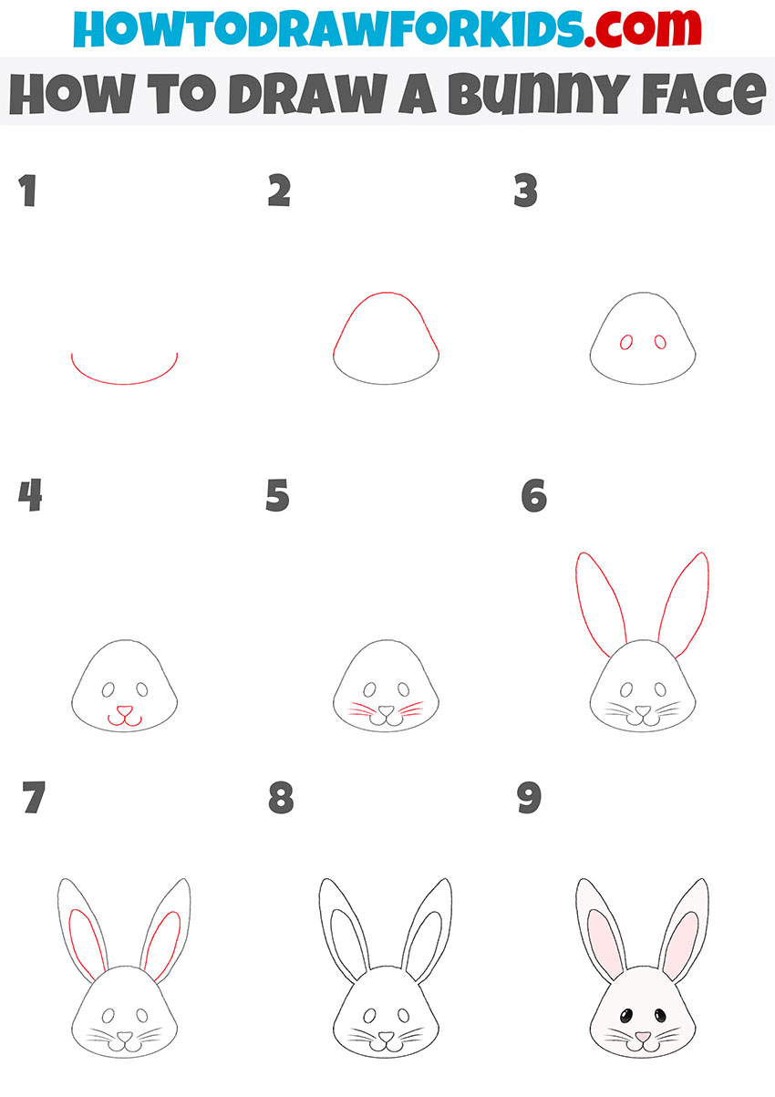 how to draw a bunny face step by step