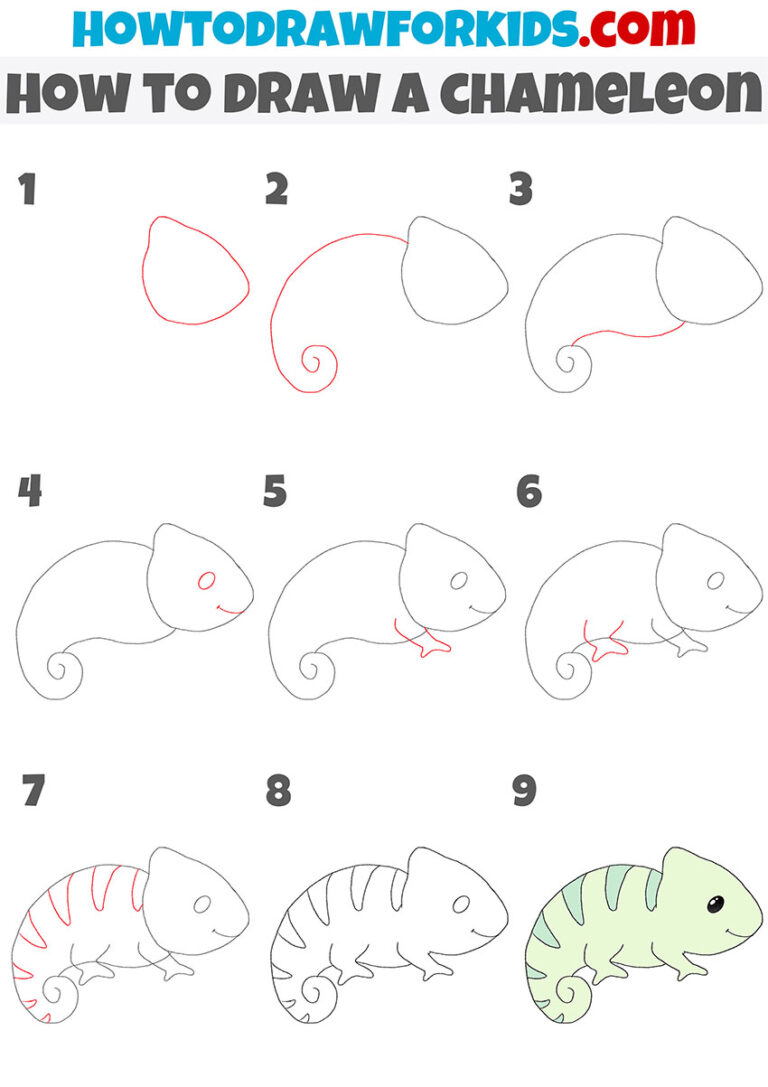 How to Draw a Chameleon Easy Drawing Tutorial For Kids