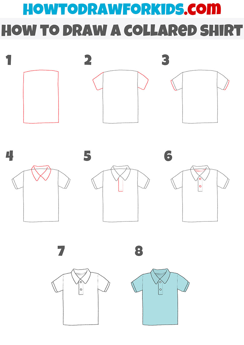 how to draw a collared shirt step by step