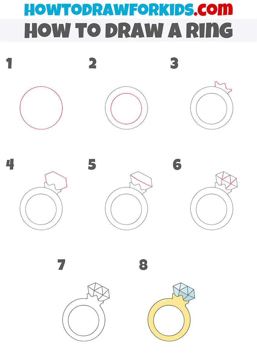 how to draw a ring step by step