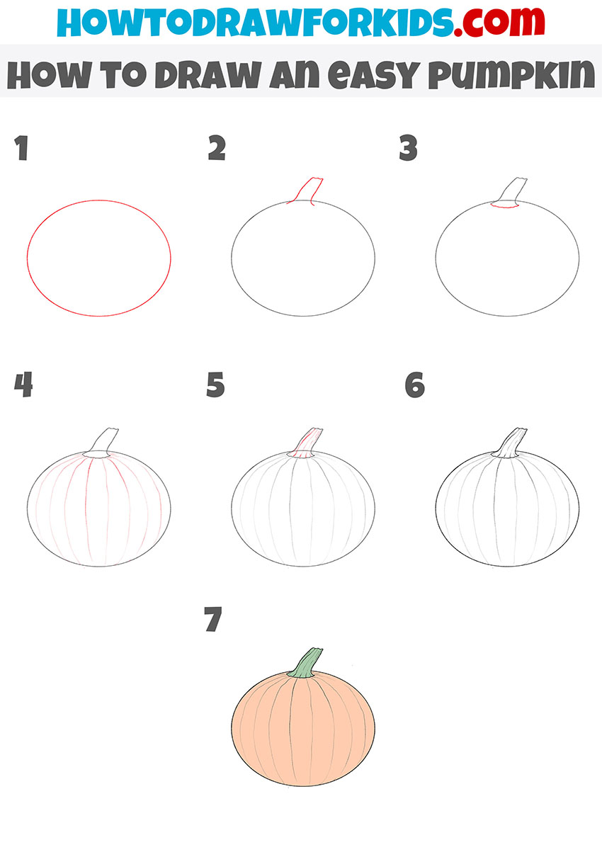 how to draw an easy pumpkin step by step