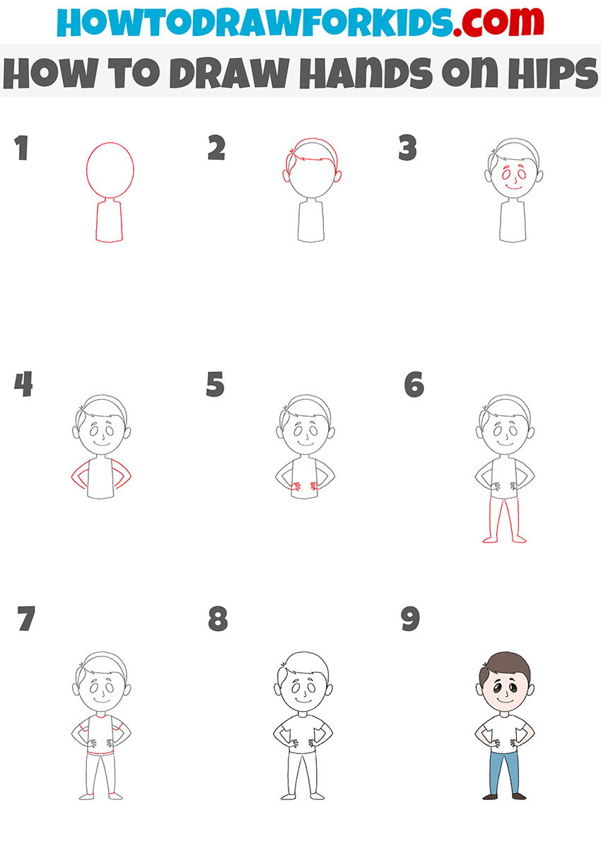 how to draw hands on hips step by step
