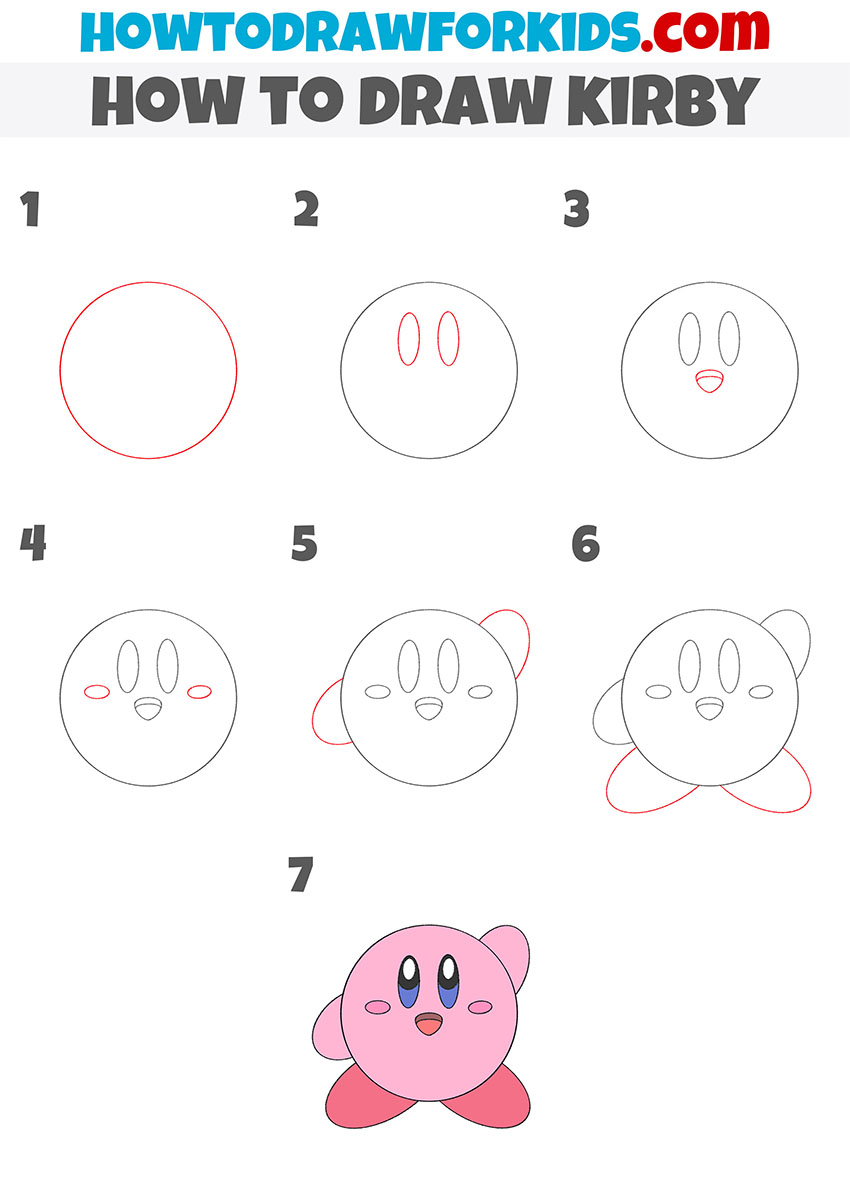 How to Draw Kirby Step by Step Easy Drawing Tutorial For Kids