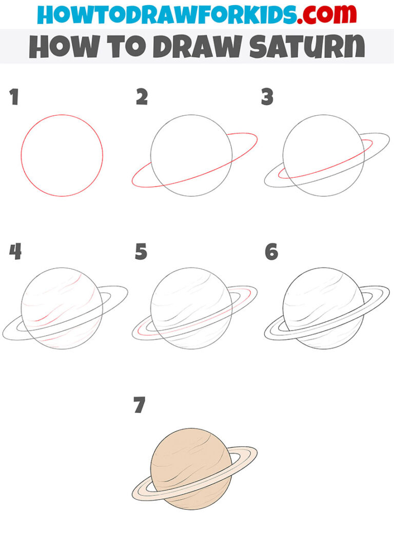 How to Draw Saturn - Easy Drawing Tutorial For Kids