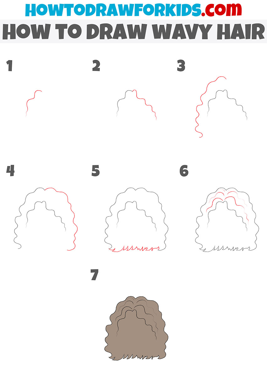 how to draw wavy hair step by step