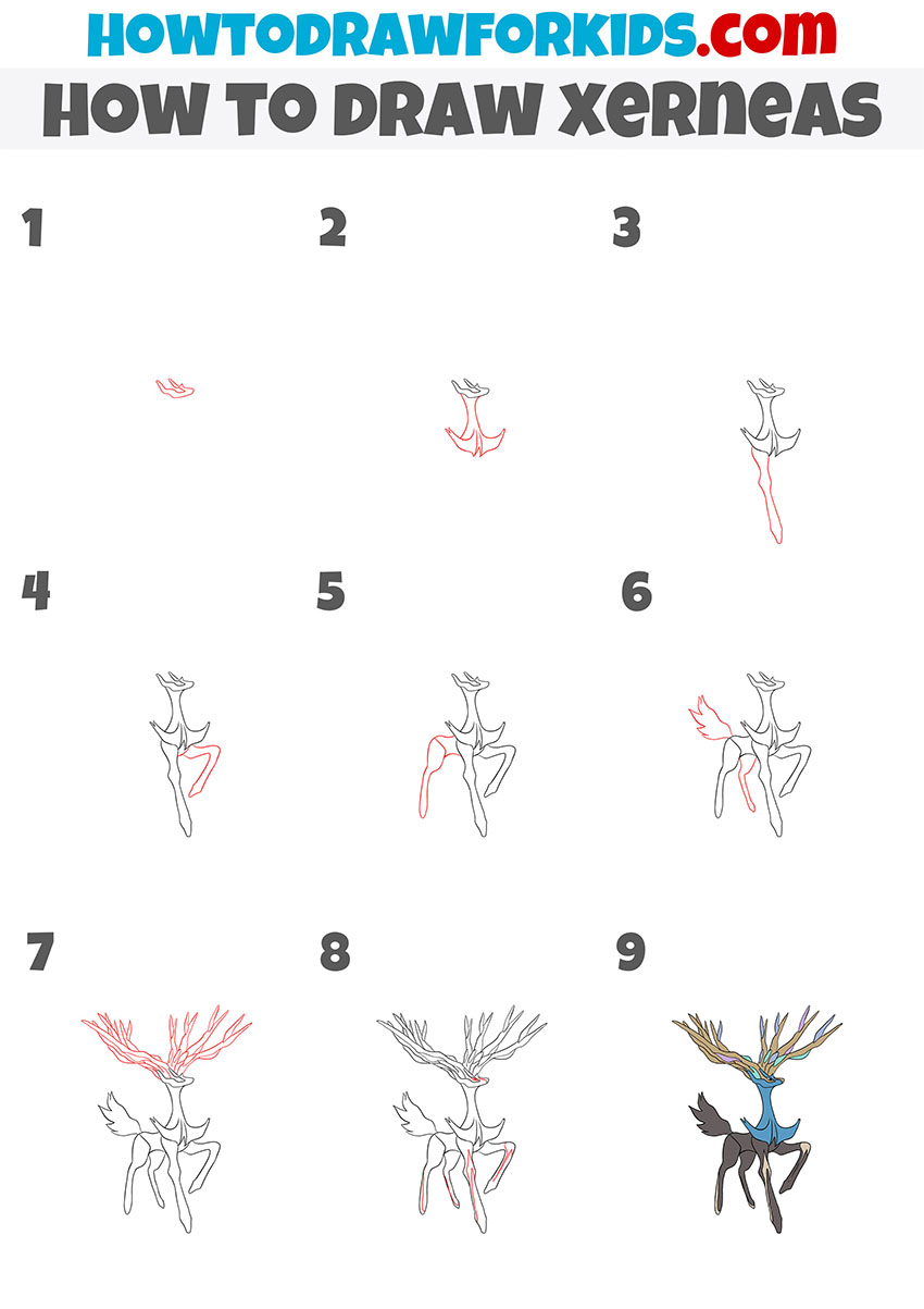 how to draw xerneas step by step
