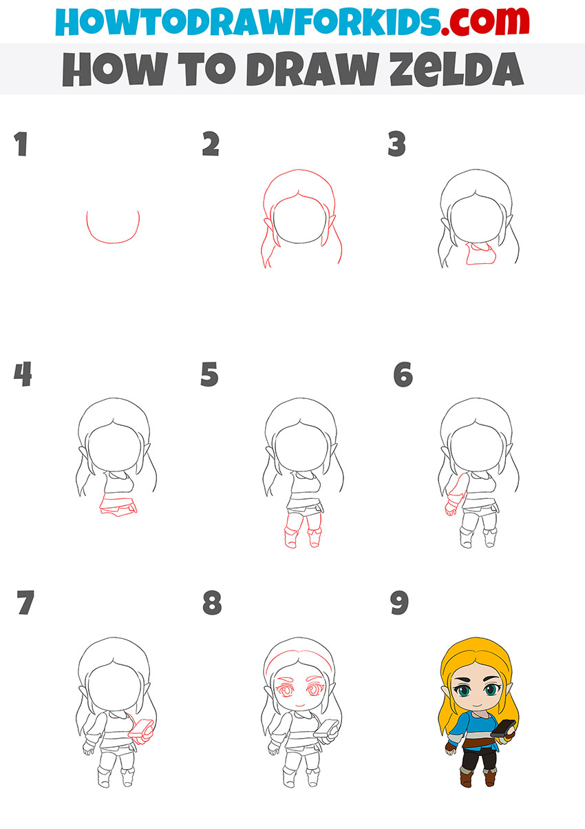 how to draw zelda step by step