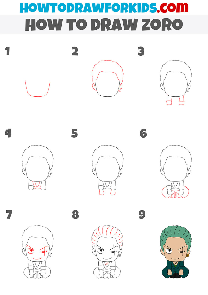 How to Draw Zoro Easy Drawing Tutorial For Kids