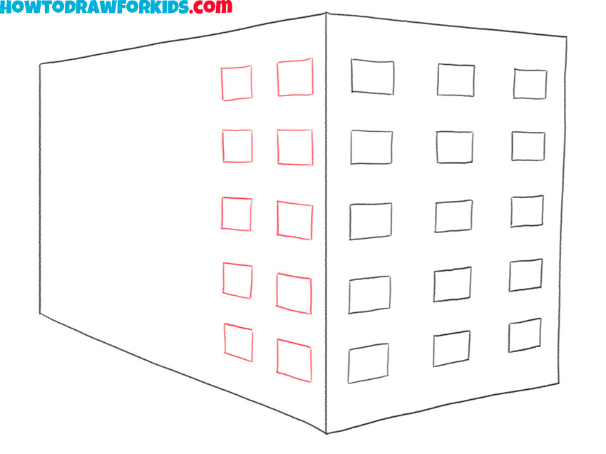 how to draw a 3D building for kindergarten
