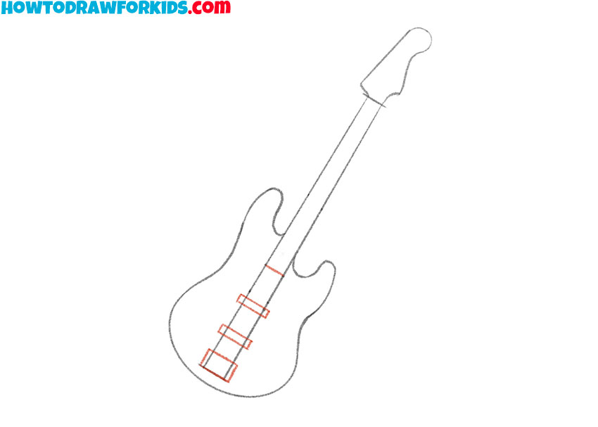 how to draw a bass guitar realistic
