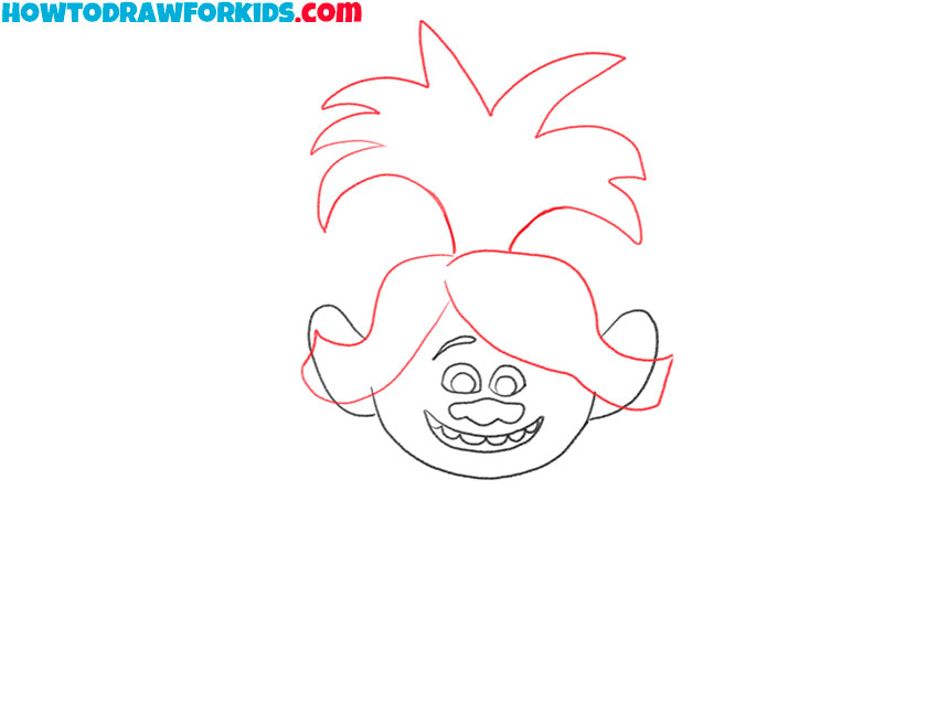 how to draw a poppy from trolls for beginners