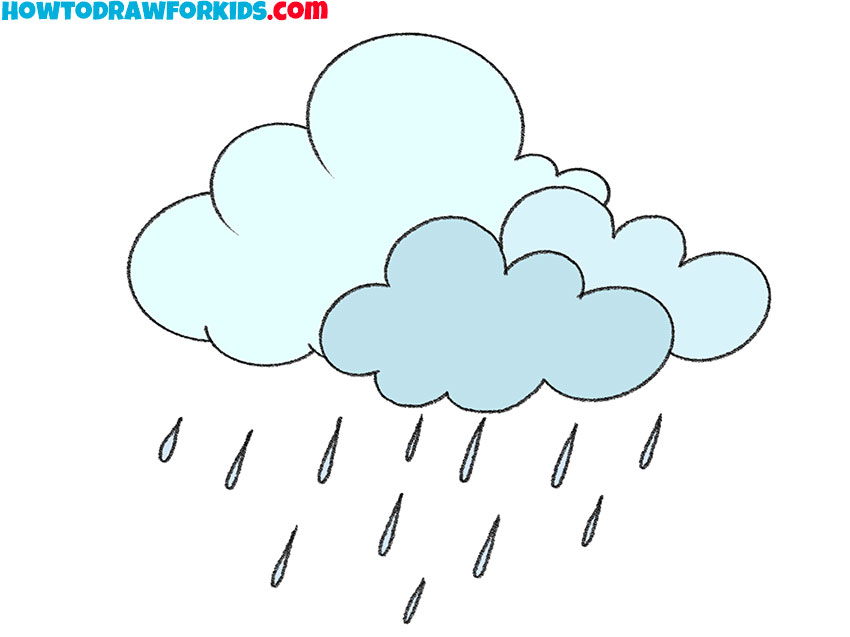 How to draw scenery of rainy season step by step for children's with color  (very easy drawing)… | Rainy day drawing, Art drawings for kids, Scenery  drawing for kids