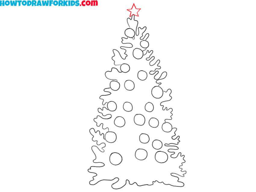 how to draw a christmas tree cartoon